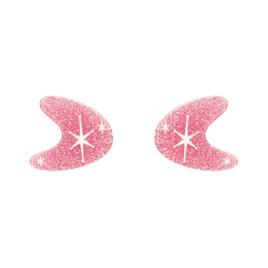 Erstwilder - Atomic Boomerang Glitter Stud Earrings - Pink