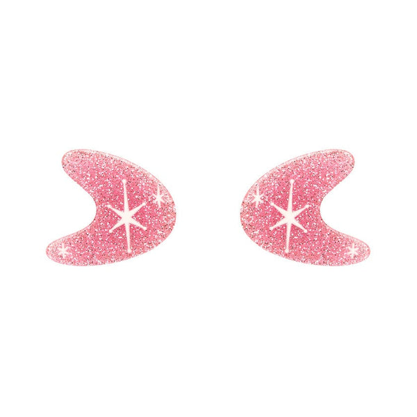 Erstwilder - Atomic Boomerang Glitter Stud Earrings - Pink