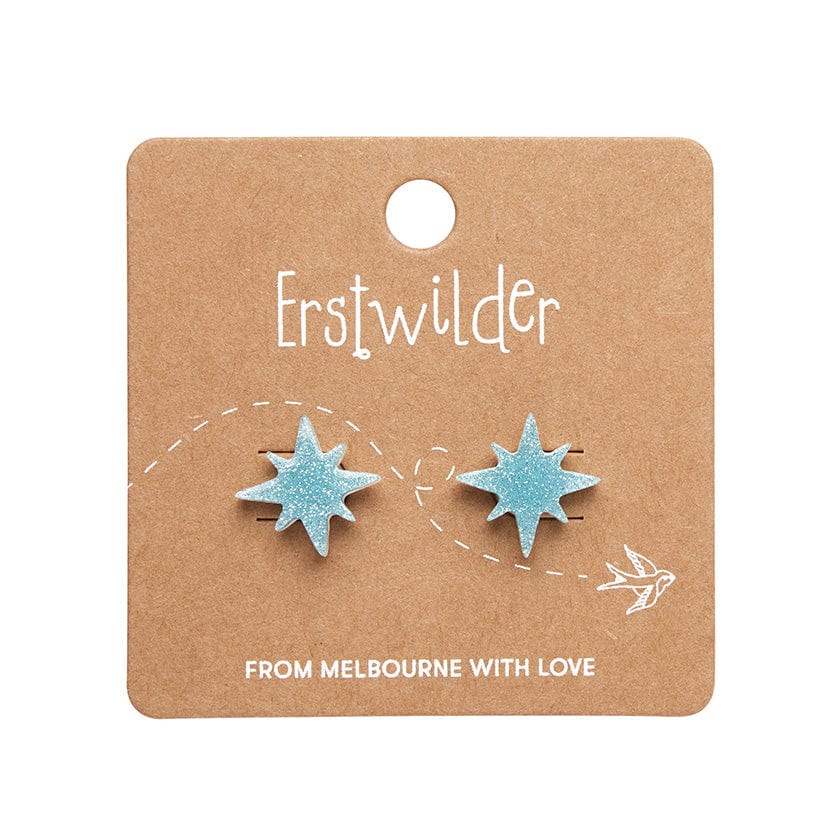 Erstwilder - Atomic Star Glitter Stud Earrings - Blue