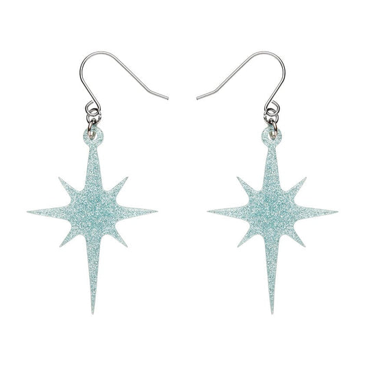 Erstwilder - Atomic Star Glitter Drop Earrings - Blue