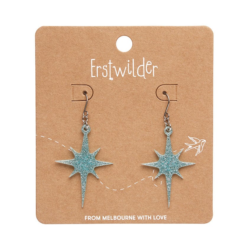 Erstwilder - Atomic Star Glitter Drop Earrings - Blue