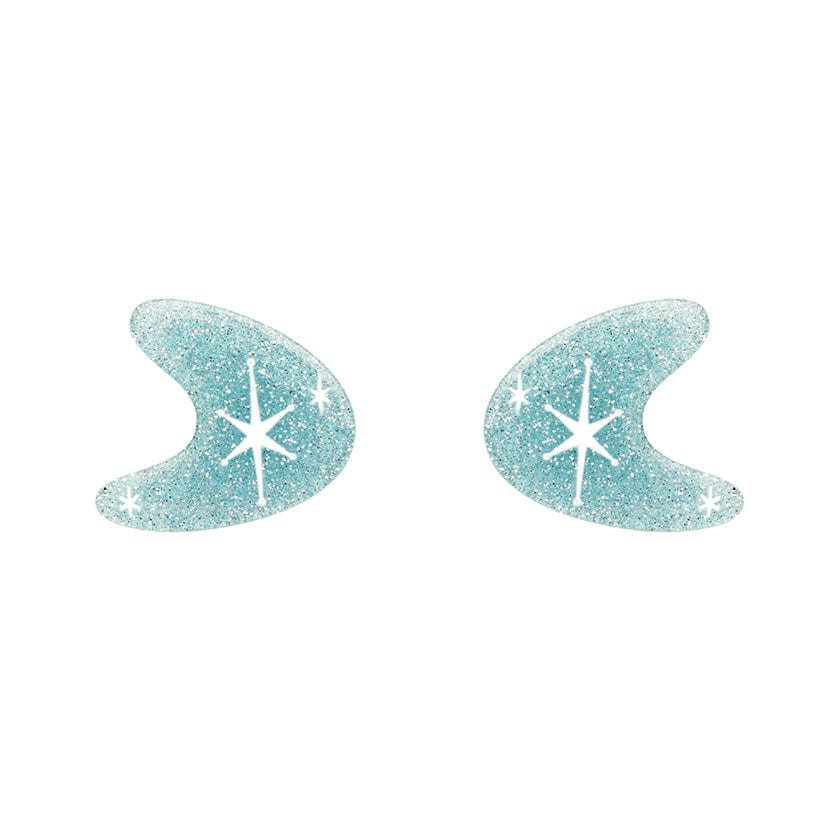 Erstwilder - Atomic Boomerang Glitter Stud Earrings - Blue