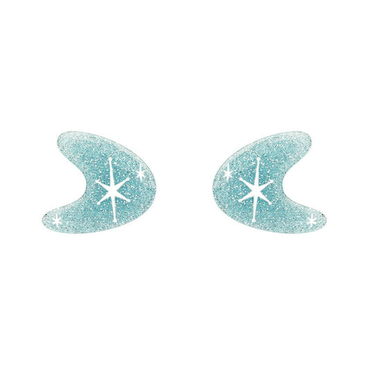 Erstwilder - Atomic Boomerang Glitter Stud Earrings - Blue