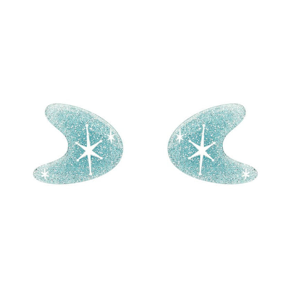 Erstwilder - Atomic Boomerang Glitter Stud Earrings - Blue