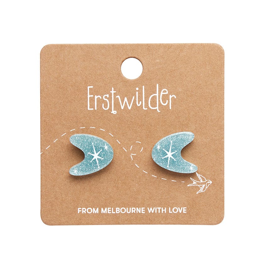 Erstwilder - Atomic Boomerang Glitter Stud Earrings - Blue