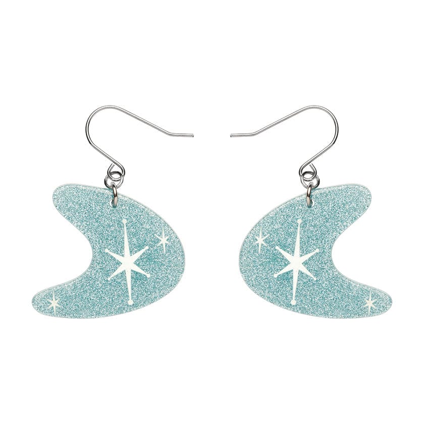 Erstwilder - Atomic Boomerang Glitter Drop Earrings - Blue