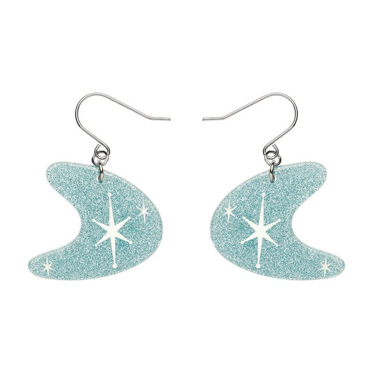 Erstwilder - Atomic Boomerang Glitter Drop Earrings - Blue