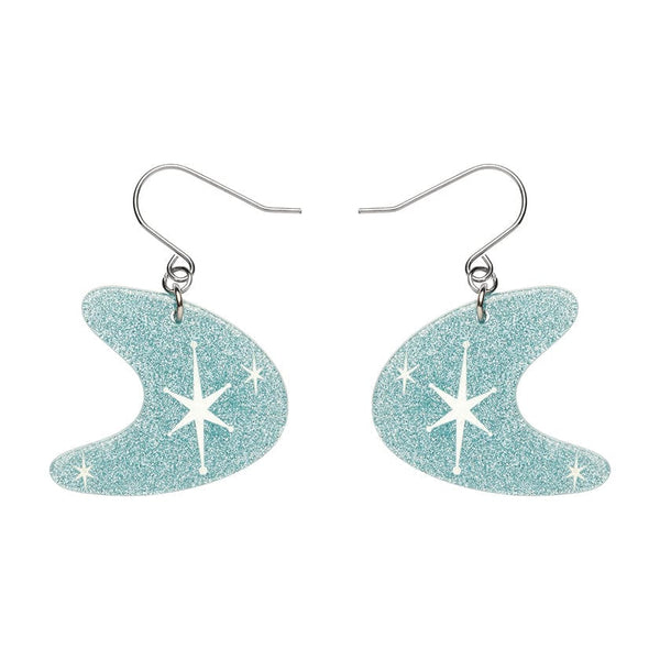 Erstwilder - Atomic Boomerang Glitter Drop Earrings - Blue