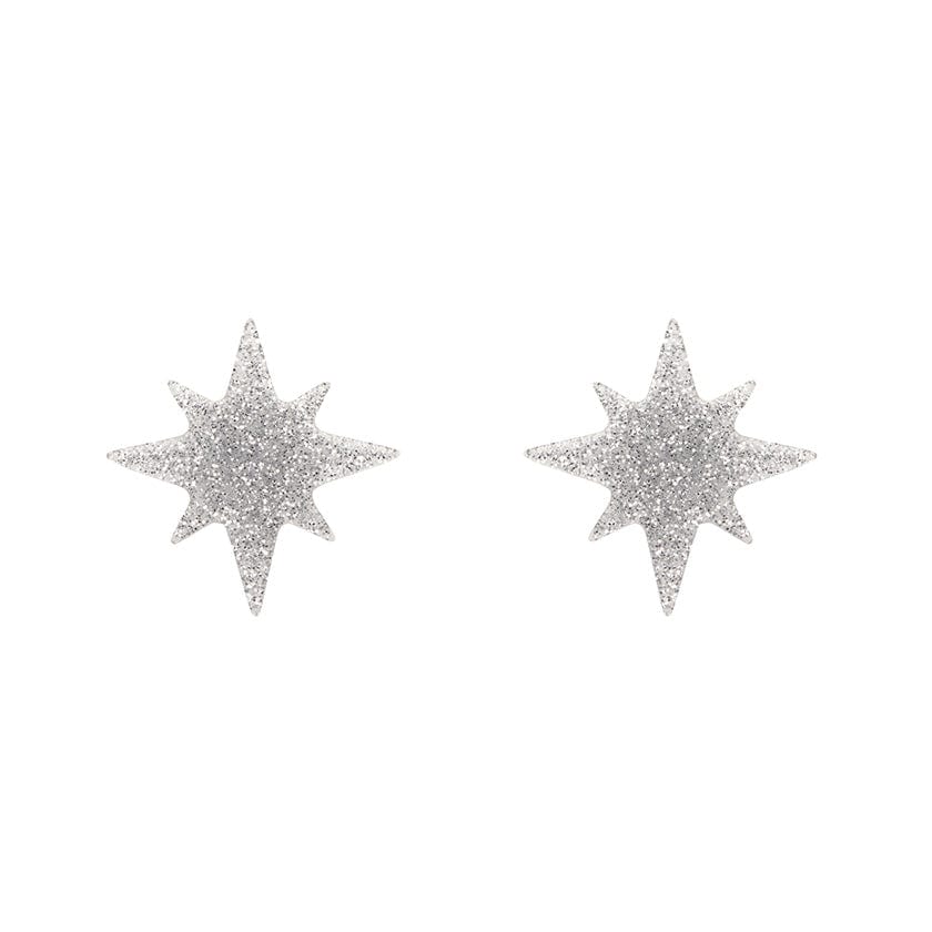 Erstwilder - Atomic Star Glitter Stud Earrings - Silver