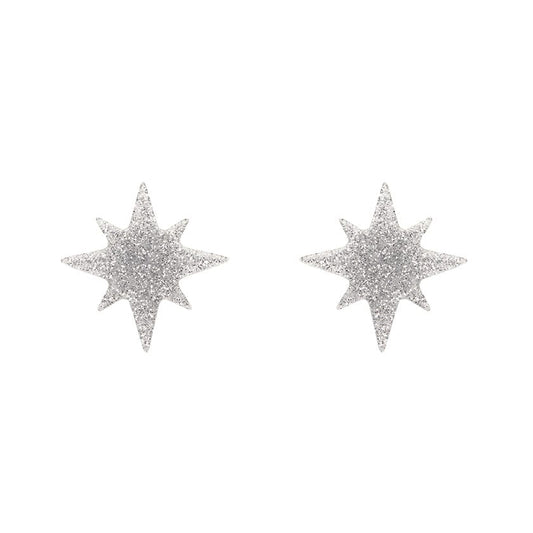 Erstwilder - Atomic Star Glitter Stud Earrings - Silver