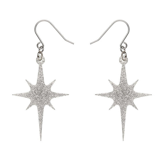 Erstwilder - Atomic Star Glitter Drop Earrings - Silver