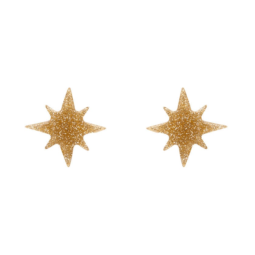 Erstwilder - Atomic Star Glitter Stud Earrings - Gold