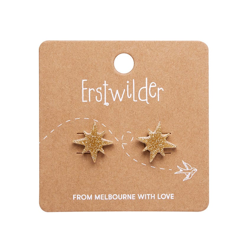 Erstwilder - Atomic Star Glitter Stud Earrings - Gold