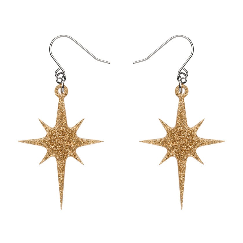 Erstwilder - Atomic Star Glitter Drop Earrings - Gold