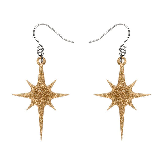 Erstwilder - Atomic Star Glitter Drop Earrings - Gold