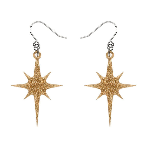 Erstwilder - Atomic Star Glitter Drop Earrings - Gold