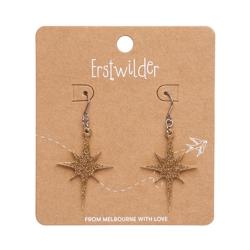 Erstwilder - Atomic Star Glitter Drop Earrings - Gold