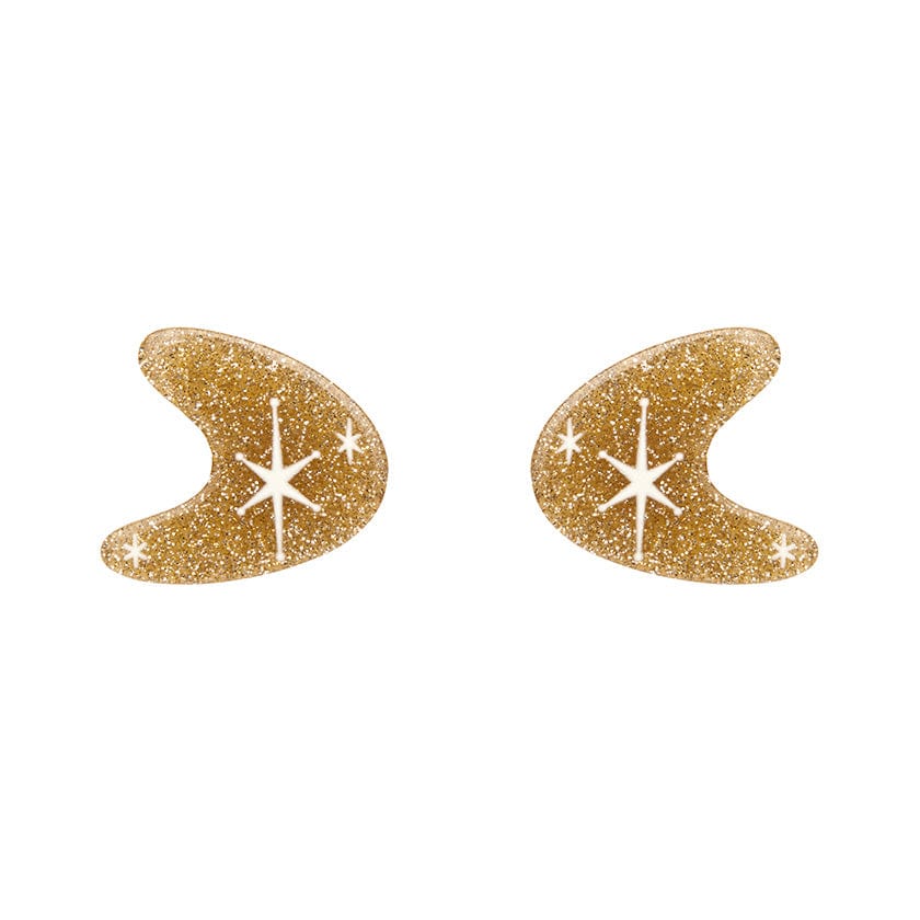 Erstwilder - Atomic Boomerang Glitter Stud Earrings - Gold