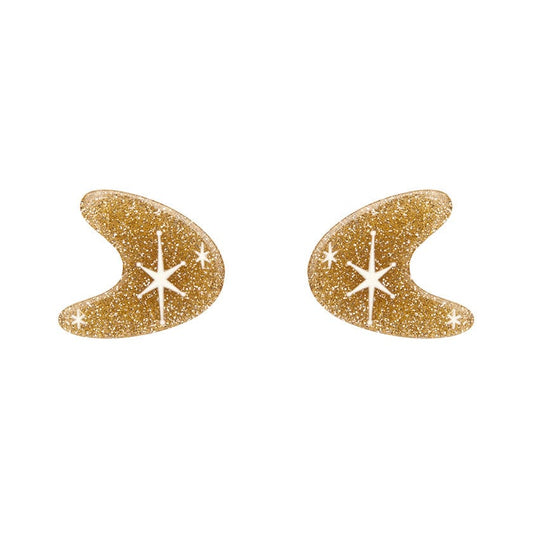 Erstwilder - Atomic Boomerang Glitter Stud Earrings - Gold