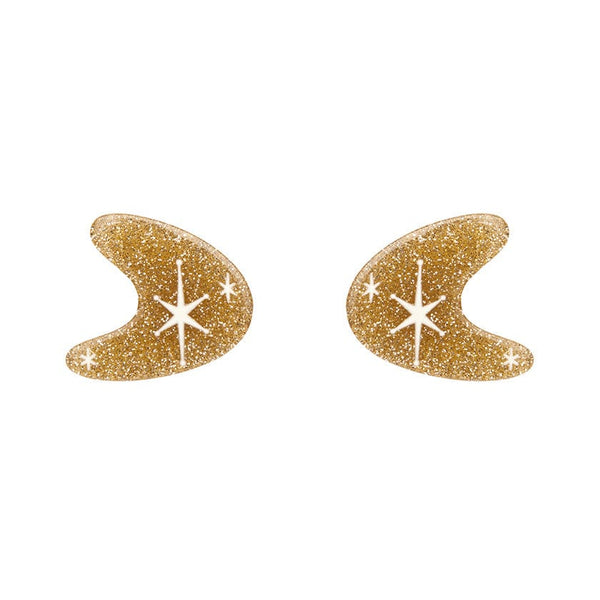 Erstwilder - Atomic Boomerang Glitter Stud Earrings - Gold