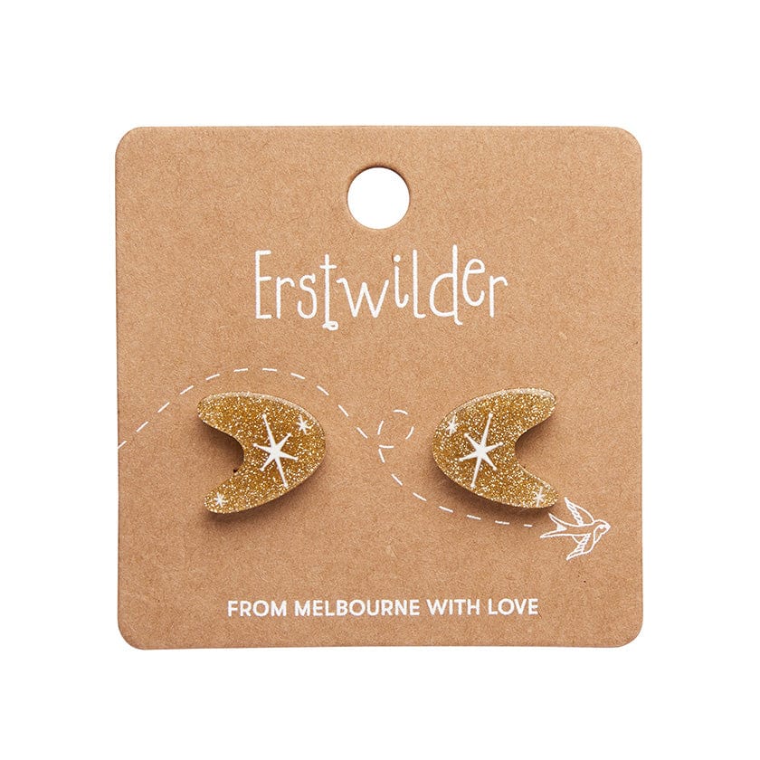 Erstwilder - Atomic Boomerang Glitter Stud Earrings - Gold