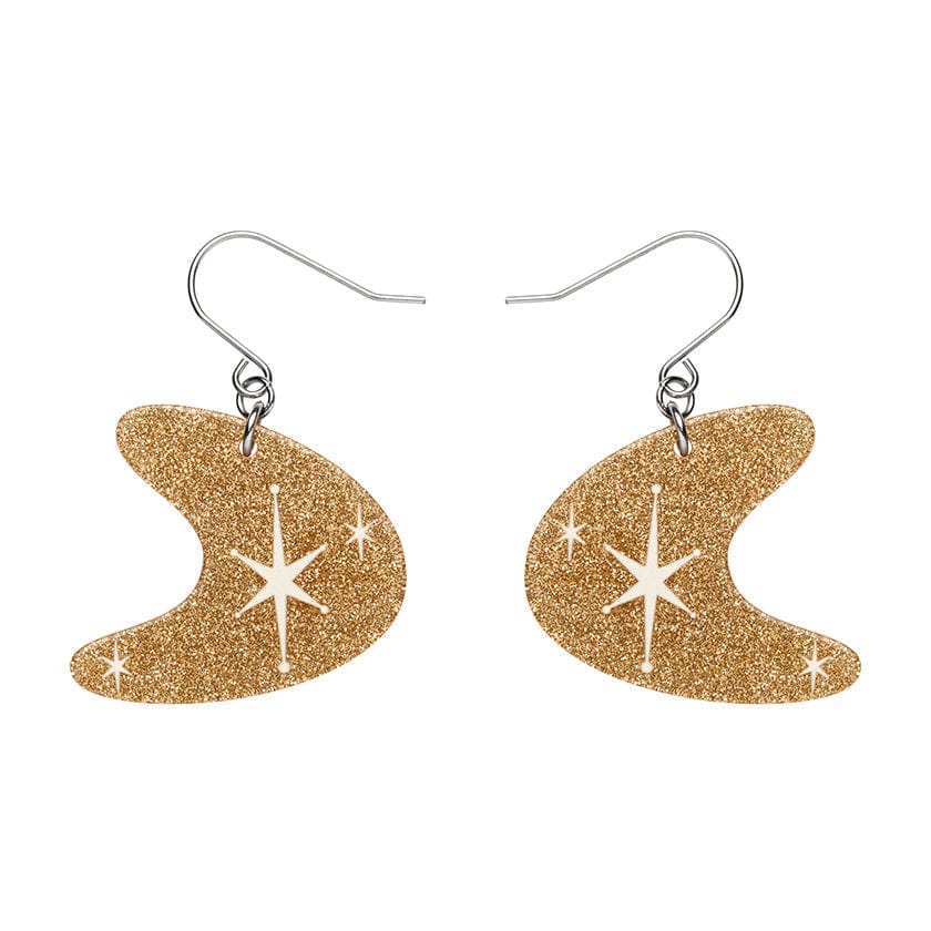 Erstwilder - Atomic Boomerang Glitter Drop Earrings - Gold