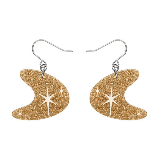 Erstwilder - Atomic Boomerang Glitter Drop Earrings - Gold