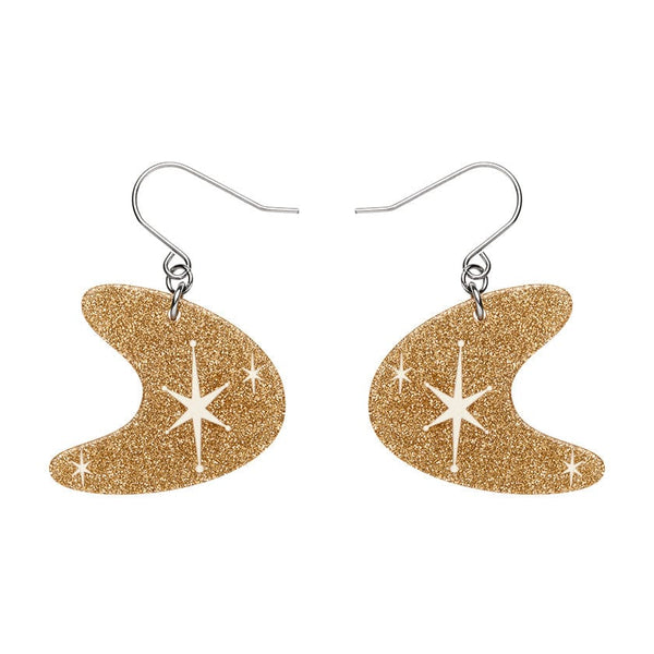 Erstwilder - Atomic Boomerang Glitter Drop Earrings - Gold