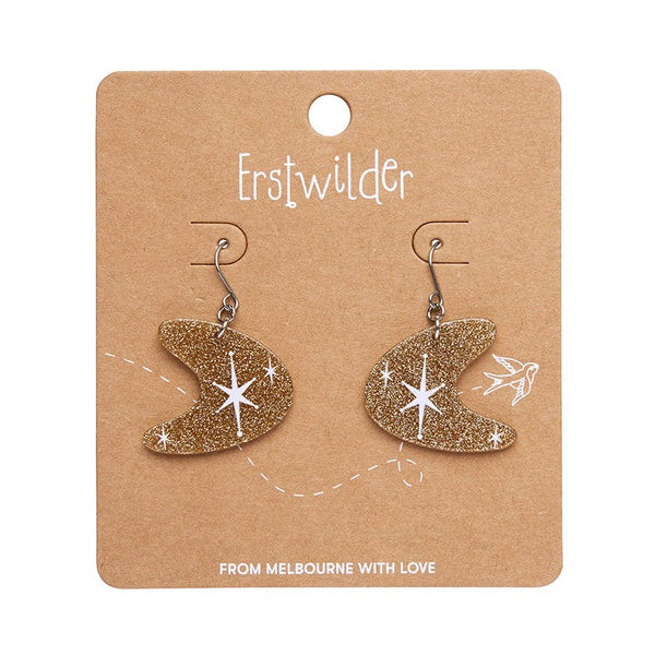 Erstwilder - Atomic Boomerang Glitter Drop Earrings - Gold