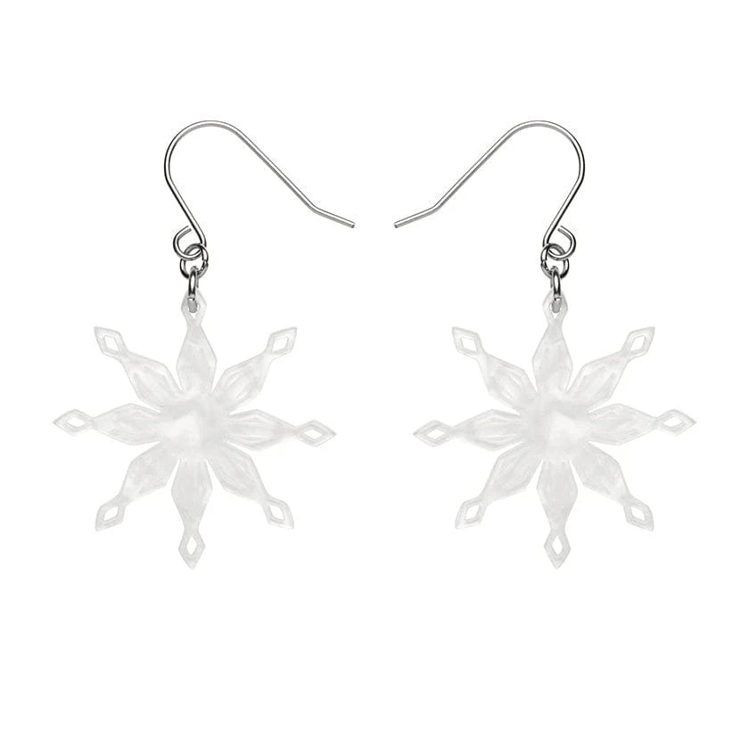 Erstwilder - Snowflake Ripple Drop Earrings - White