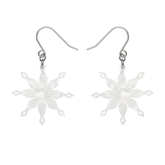 Erstwilder - Snowflake Ripple Drop Earrings - White