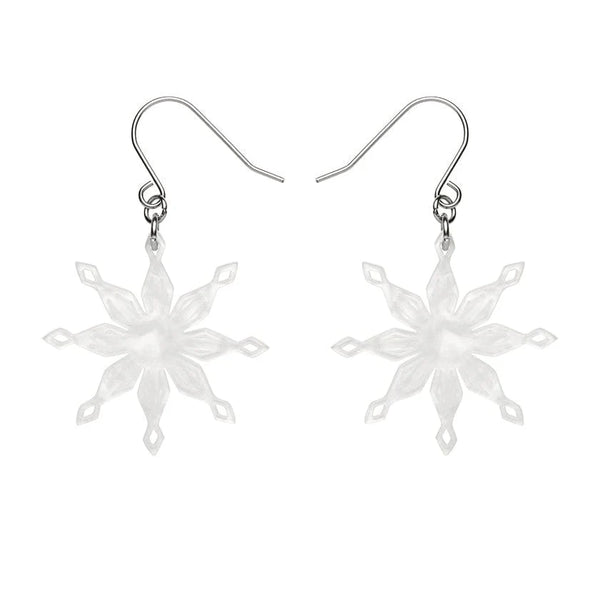 Erstwilder - Snowflake Ripple Drop Earrings - White