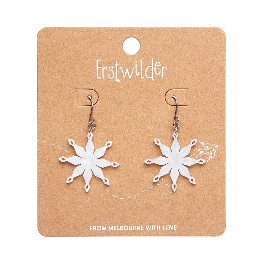 Erstwilder - Snowflake Ripple Drop Earrings - White