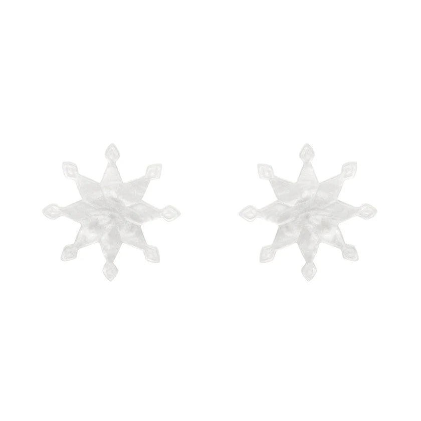 Erstwilder - Snowflake Ripple Stud Earrings - White