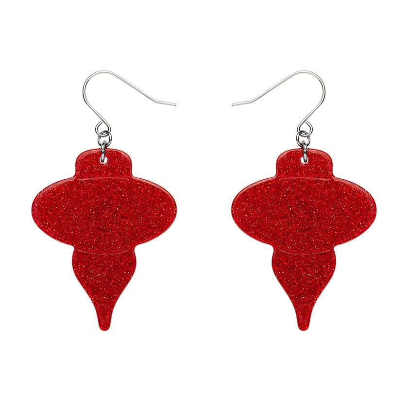 Erstwilder - Baubles Glitter Drop Earrings - Red