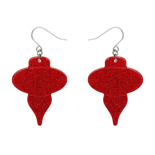 Erstwilder - Baubles Glitter Drop Earrings - Red