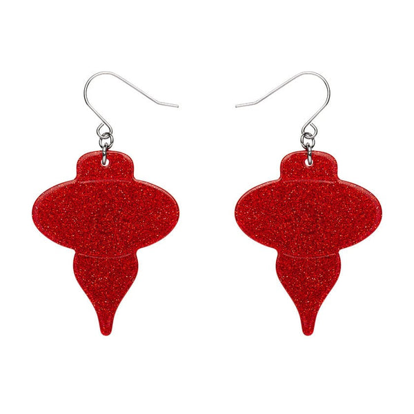 Erstwilder - Baubles Glitter Drop Earrings - Red