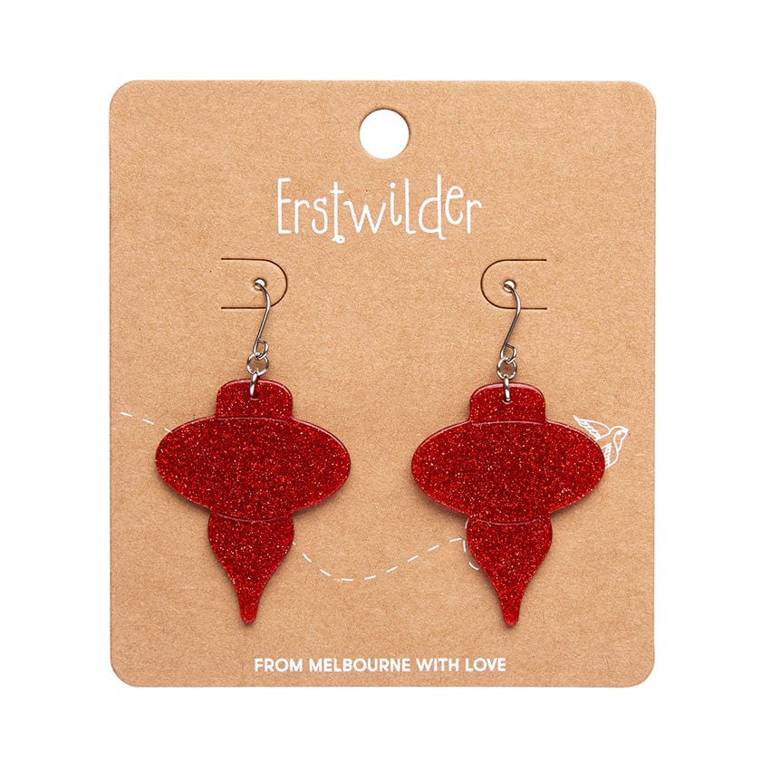 Erstwilder - Baubles Glitter Drop Earrings - Red