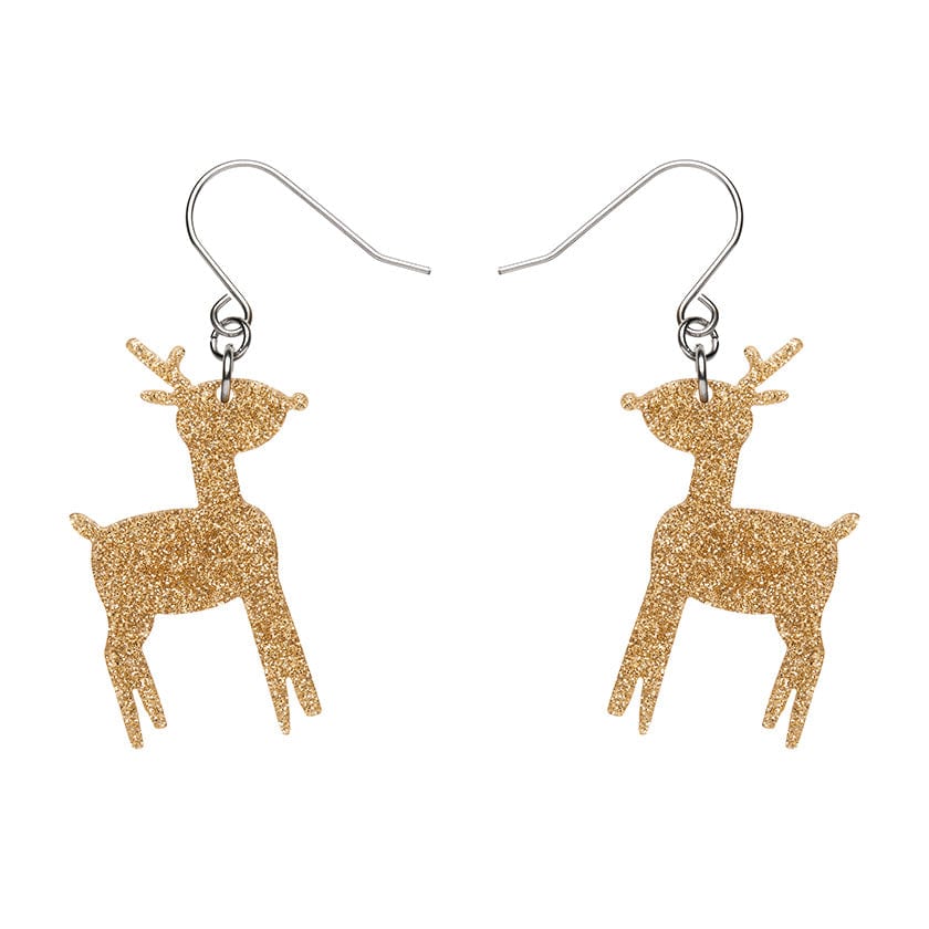 Erstwilder - Reindeer Glitter Drop Earrings - Gold