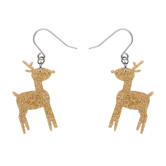 Erstwilder - Reindeer Glitter Drop Earrings - Gold