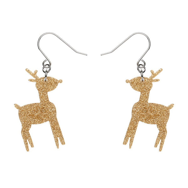 Erstwilder - Reindeer Glitter Drop Earrings - Gold