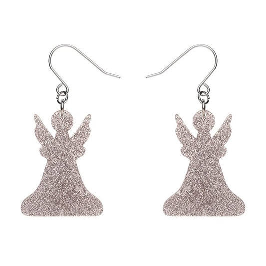 Erstwilder - Angel Glitter Drop Earrings - Silver