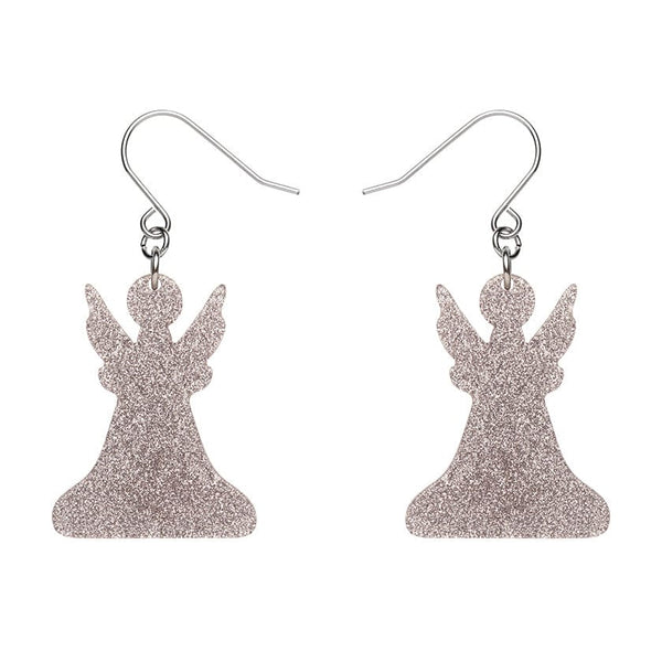 Erstwilder - Angel Glitter Drop Earrings - Silver