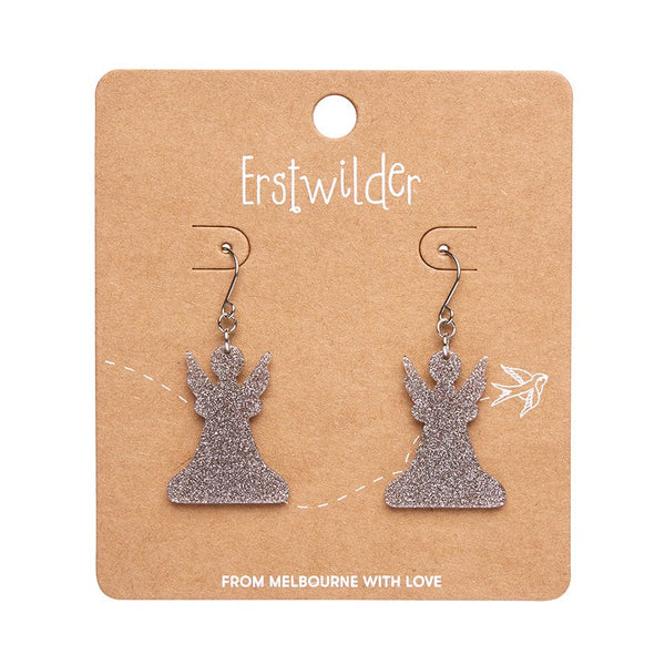 Erstwilder - Angel Glitter Drop Earrings - Silver