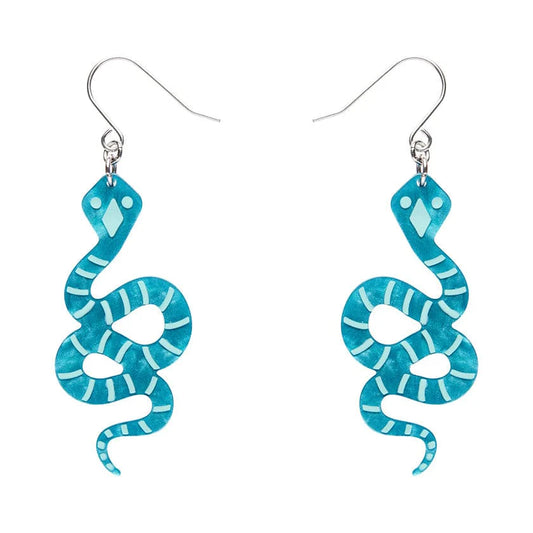 Erstwilder - Snake Textured Resin Drop Earrings - Emerald