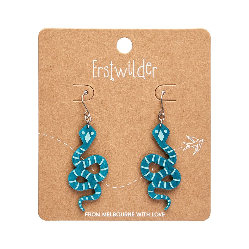 Erstwilder - Snake Textured Resin Drop Earrings - Emerald