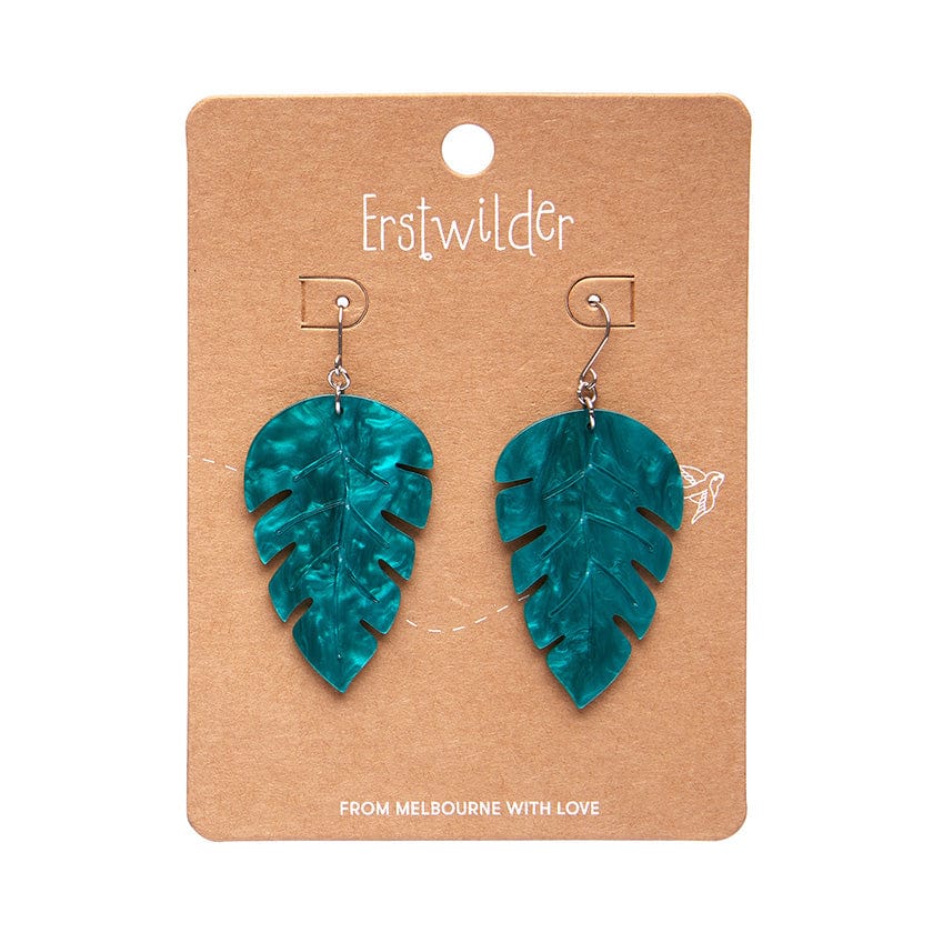 Erstwilder - Large Leaf Essential Drop Earrings - Green