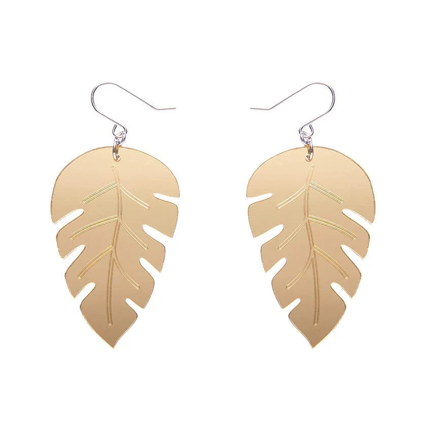 Erstwilder - Large Leaf Essential Drop Earrings - Gold