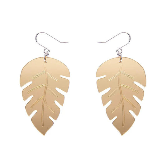 Erstwilder - Large Leaf Essential Drop Earrings - Gold