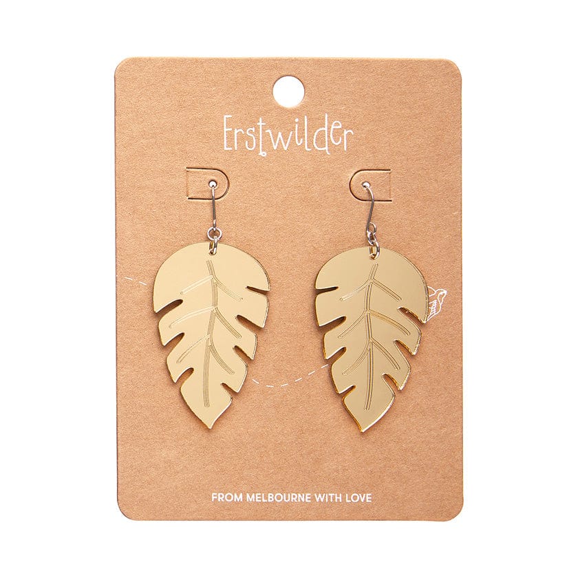 Erstwilder - Large Leaf Essential Drop Earrings - Gold